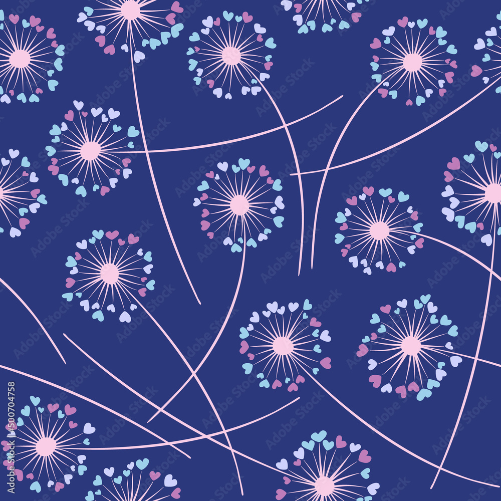 Dandelion blowing vector floral seamless pattern. Dandelion blowing vector floral seamless pattern.