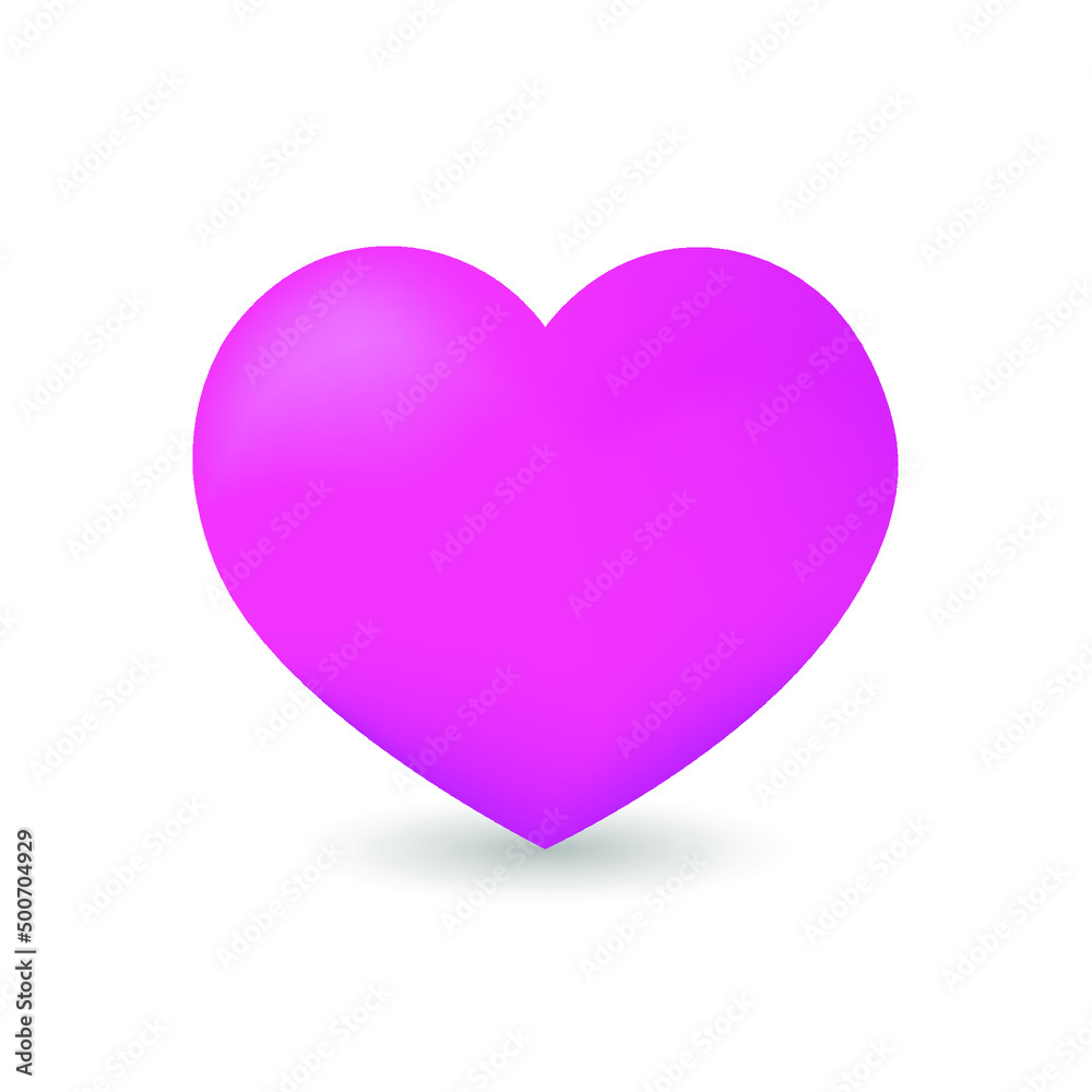 3d stylized pink heart on white background