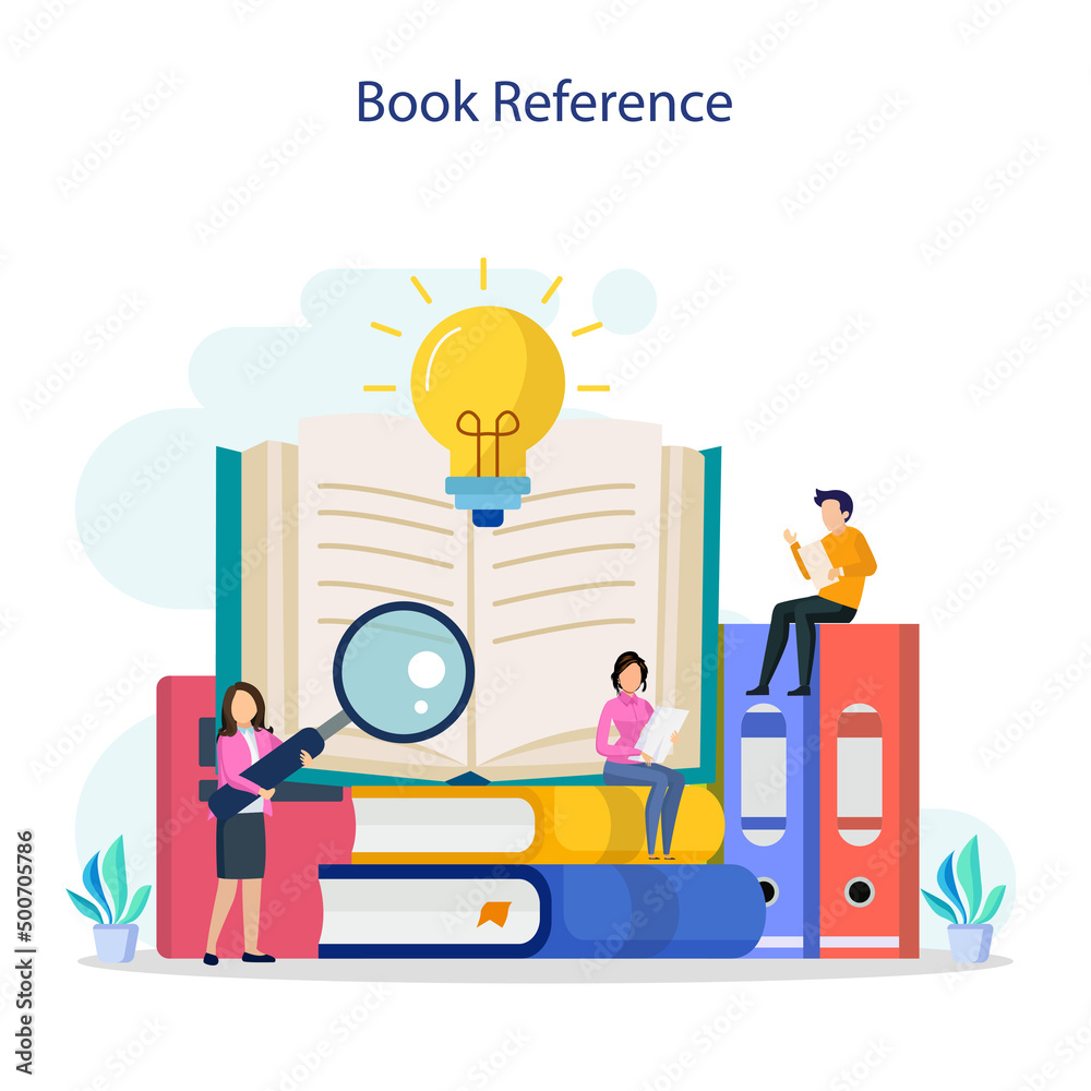 book reference vector concept, library, literature, education, idea, brainstorming. - obrazy, fototapety, plakaty 