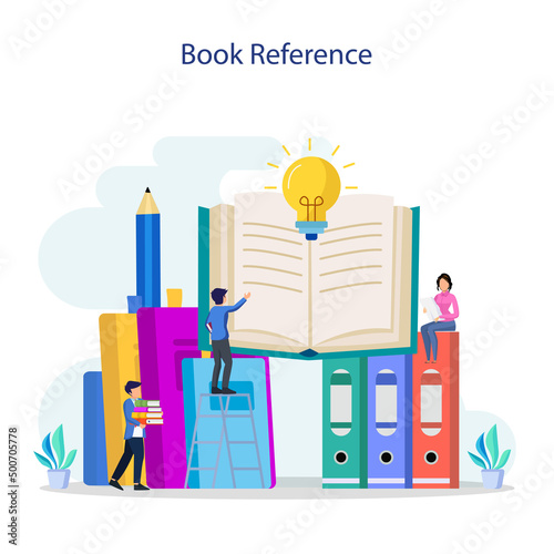 book reference vector concept, library, literature, education, idea, brainstorming.