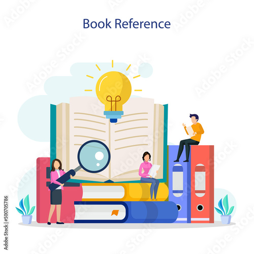 book reference vector concept, library, literature, education, idea, brainstorming. photo