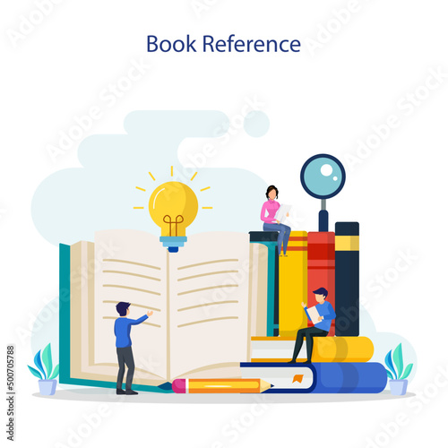 book reference vector concept, library, literature, education, idea, brainstorming.