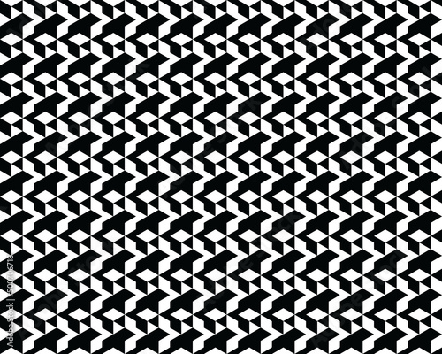 Seamless of monochrome polygonal, black and white patterns