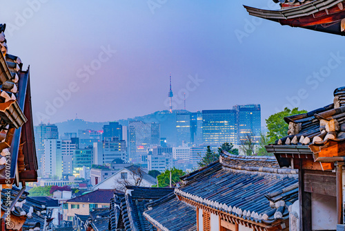 Photography Namsan Seoul Tower building Seoul cityscape taken at dawn