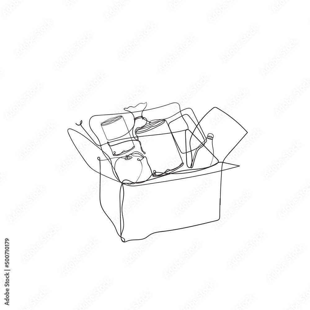 continuous line drawing food in cardboard illustration continuous line drawing food in cardboard illustration
