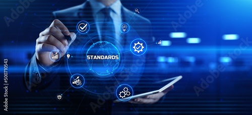 Standard ISO quality control assurance standardisation certification. photo