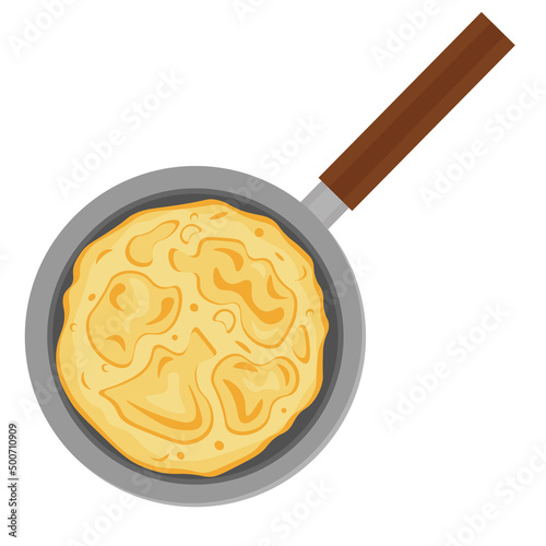 Pancakes in a frying pan. Vector illustration.