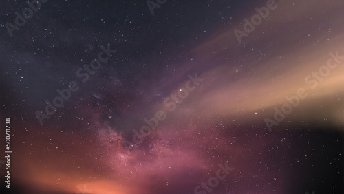 starry sky blue lilac nebula at sunset weather forecast milky way cosmic nature landscape 