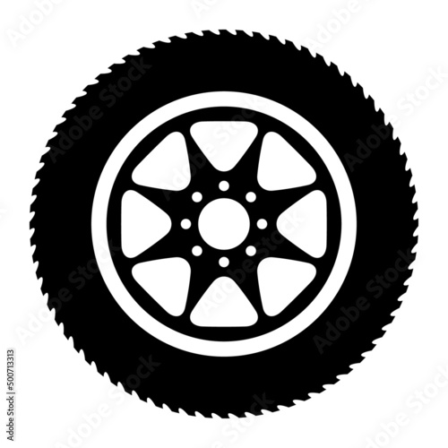 Auto car wheel icon, vehicle tire rim symbol, automotive race sport sign vector illustration