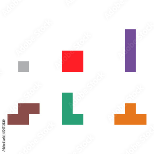 Set of color tetris block, color puzzle icon , logic fun game vector illustration