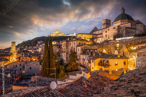 Fototapeta Assisi, Italy Hilltop Old Town Skyline
