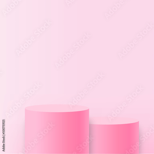 Abstract studio room with pink pedestal podium. Vector