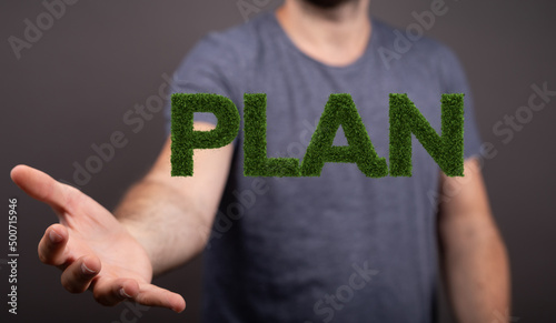 green plan word in hand