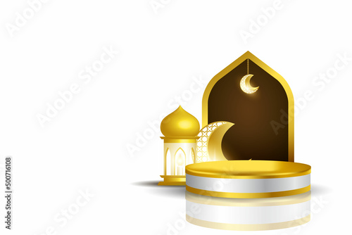 podium template design to display product with Islamic concept, ramadan kareem, eid mubarak, vector