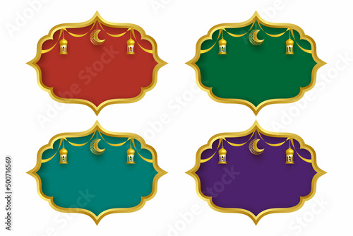 label template design with islamic concept vector graphic