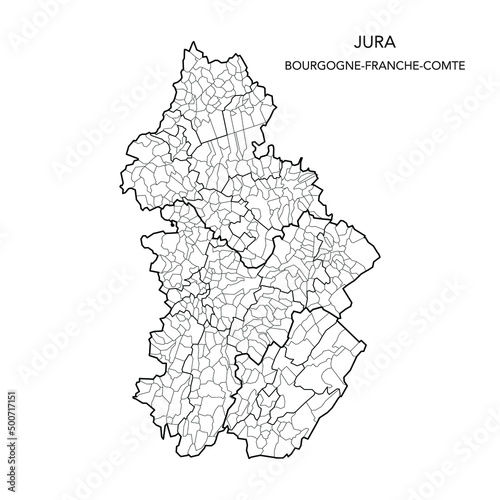 Vector Map of the Geopolitical Subdivisions of The Département Du Jura Including Arrondissements, Cantons and Municipalities as of 2022 - Bourgogne-Franche-Comté - France photo