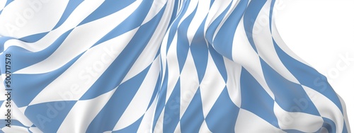 Foto Oktoberfest background frame with bavarian white blue fabric, isolated on white