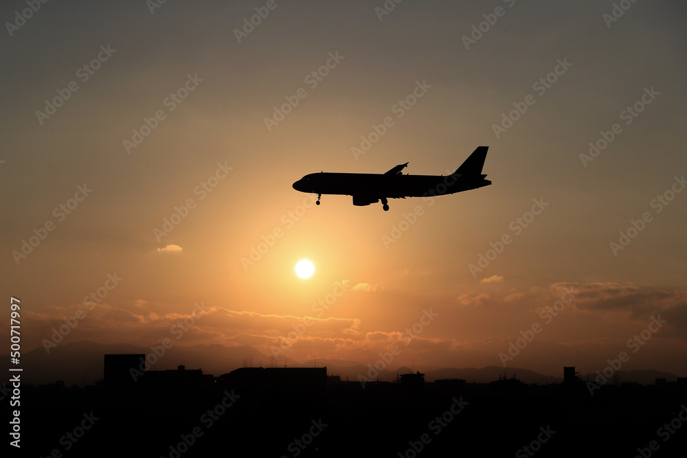 airplane at sunset airplane at sunset