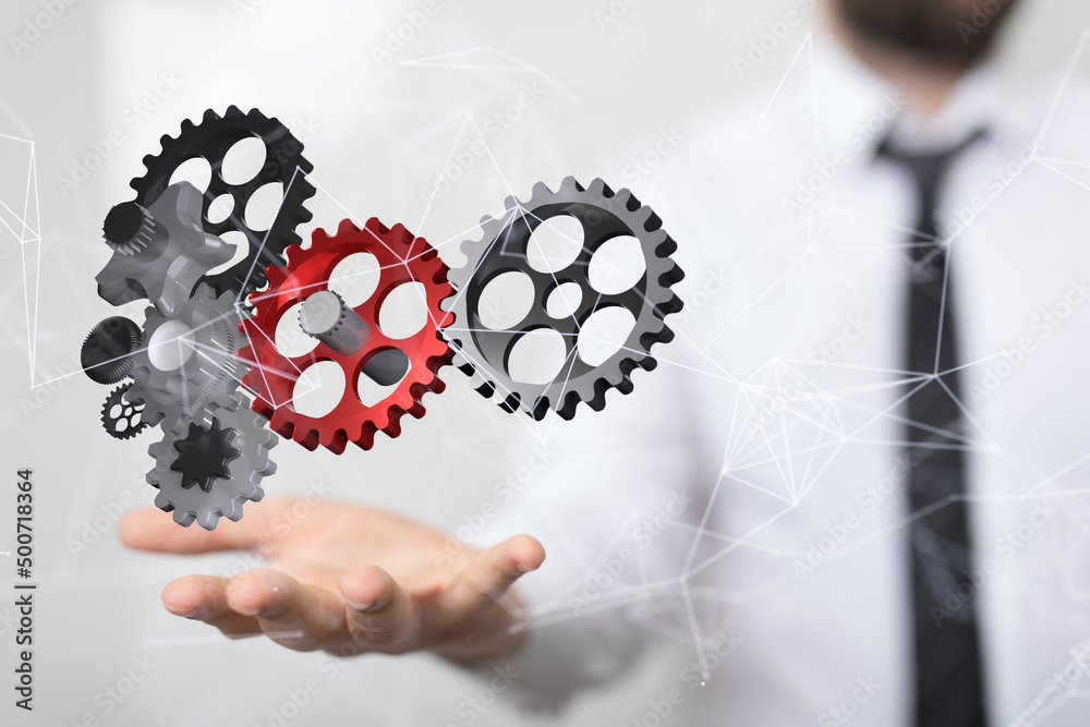 gear Futuristic in Industry 4.0 and business virtual diagram gear Futuristic in Industry 4.0 and business virtual diagram