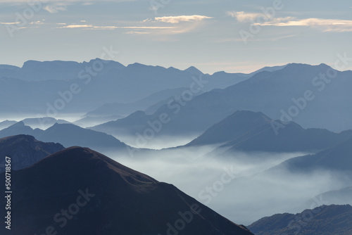 Stura di Demonte Valley mountains  view above from the Colle Fauniera mountain pass  Piedmont  Italy