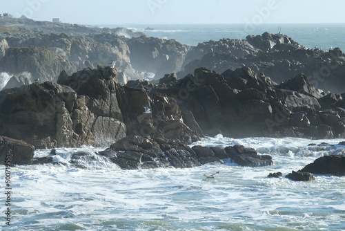 A rough sea in November. The Atlantic coast at Batz-sur-mer, France.