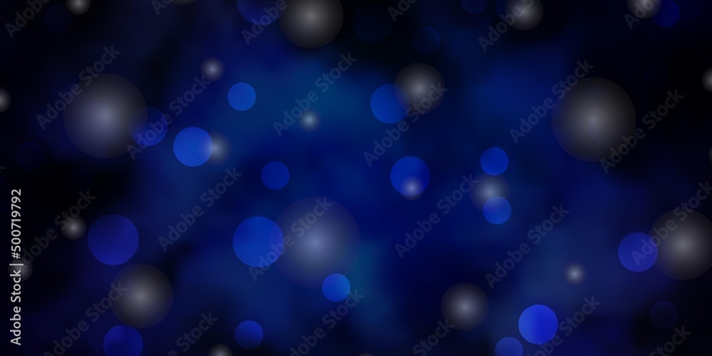 Dark BLUE vector texture with circles, stars. Dark BLUE vector texture with circles, stars.