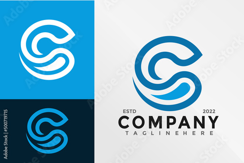 Letter C Wave Logo Design Vector illustration template