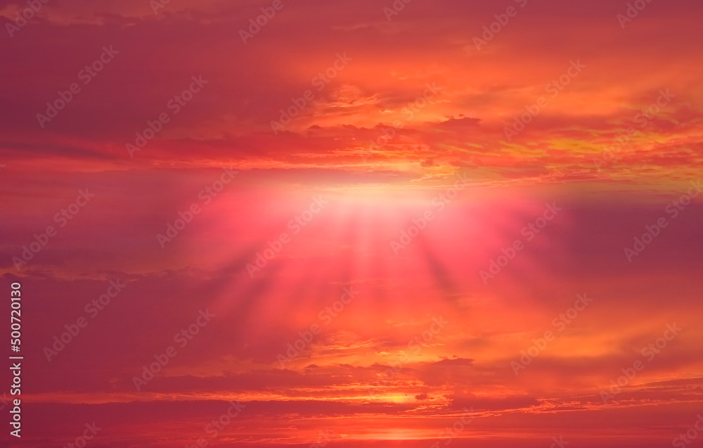 gold  red pink yellow sunset on dramatic skyat sea sunbeam  nature landscape seascape weather forecast 