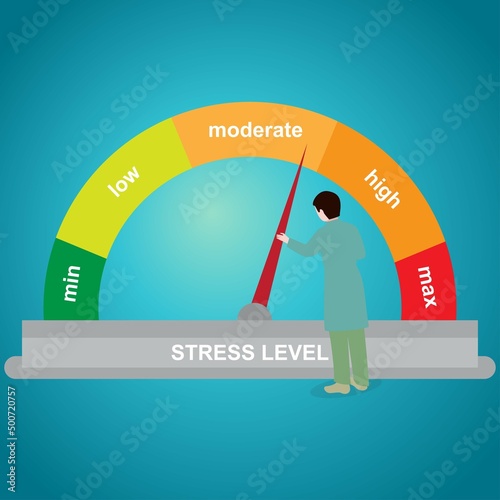 Person reducing the stress level to moderate on a stress scale 