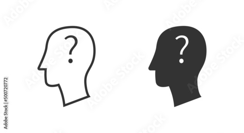 Head with question mark. Vector illustration.