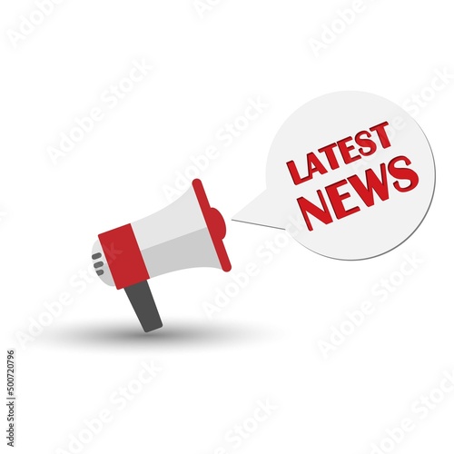Loudspeaker with bubbble speech and the text latest news