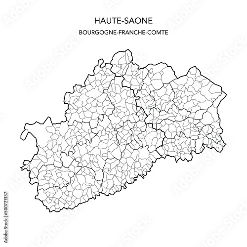 Vector Map of the Geopolitical Subdivisions of The Département De La Haute-Saône Including Arrondissements, Cantons and Municipalities as of 2022 - Bourgogne-Franche-Comté - France