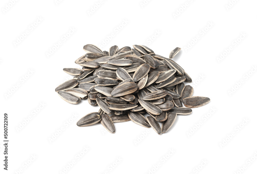 Pile of sunflower seeds isolated on white background Pile of sunflower seeds isolated on white background