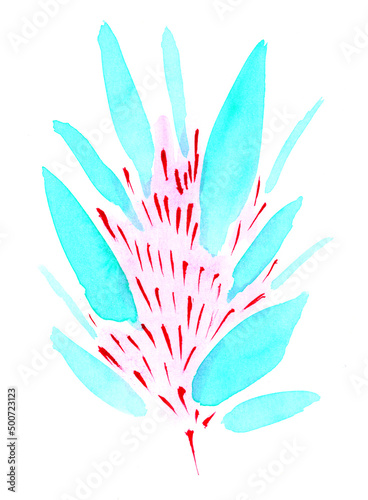 Flower, plant. Watercolor hand drawing illustration. Color art modern