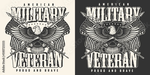 Military veteran monochrome poster vintage
