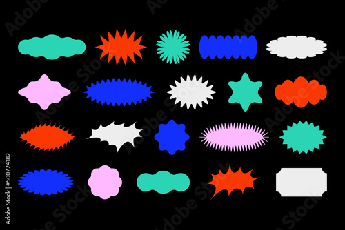 Vector set of design elements, patches and stickers with copy space for text - abstract background elements for branding, packaging, prints and social media posts