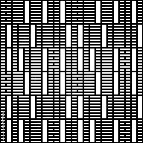 Lines, strokes, rectangles seamless pattern. Stripes, blocks print. Geometrical wallpaper. Modern background. Contemporary ornament. Grid illustration. Geometric backdrop. Abstract image. Vector.