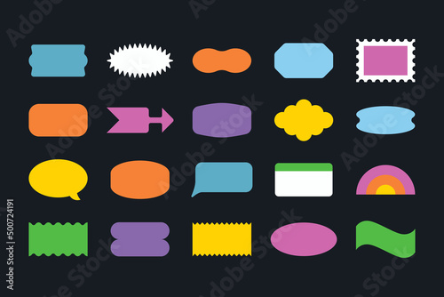 Vector set of design elements, patches and stickers with copy space for text - abstract background elements for branding, packaging, prints and social media posts