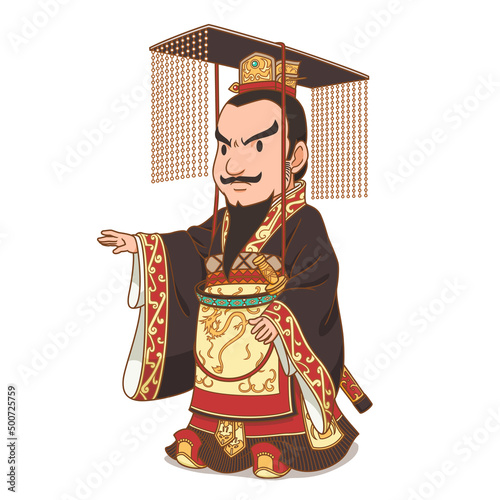 Cartoon Character of Chinese Emperor, Qin Shi Huang. photo
