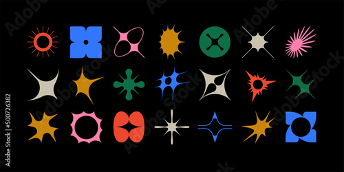 Obraz na plátně Set of geometric logos space explosion, dazzling flash