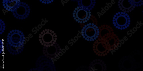 Dark blue, yellow vector template with flu signs.