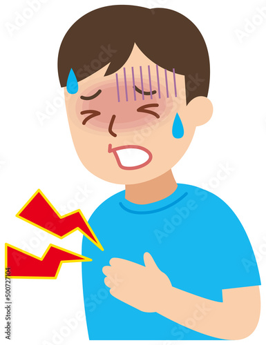 苦しそうな男性　胸痛
