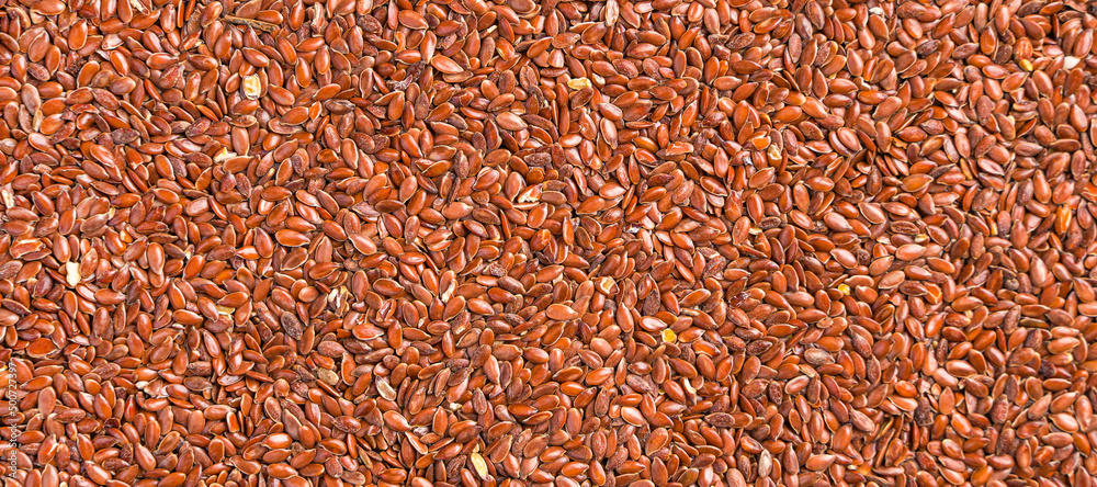 Fototapeta premium Flax seeds, culinary background. Source of omega 3