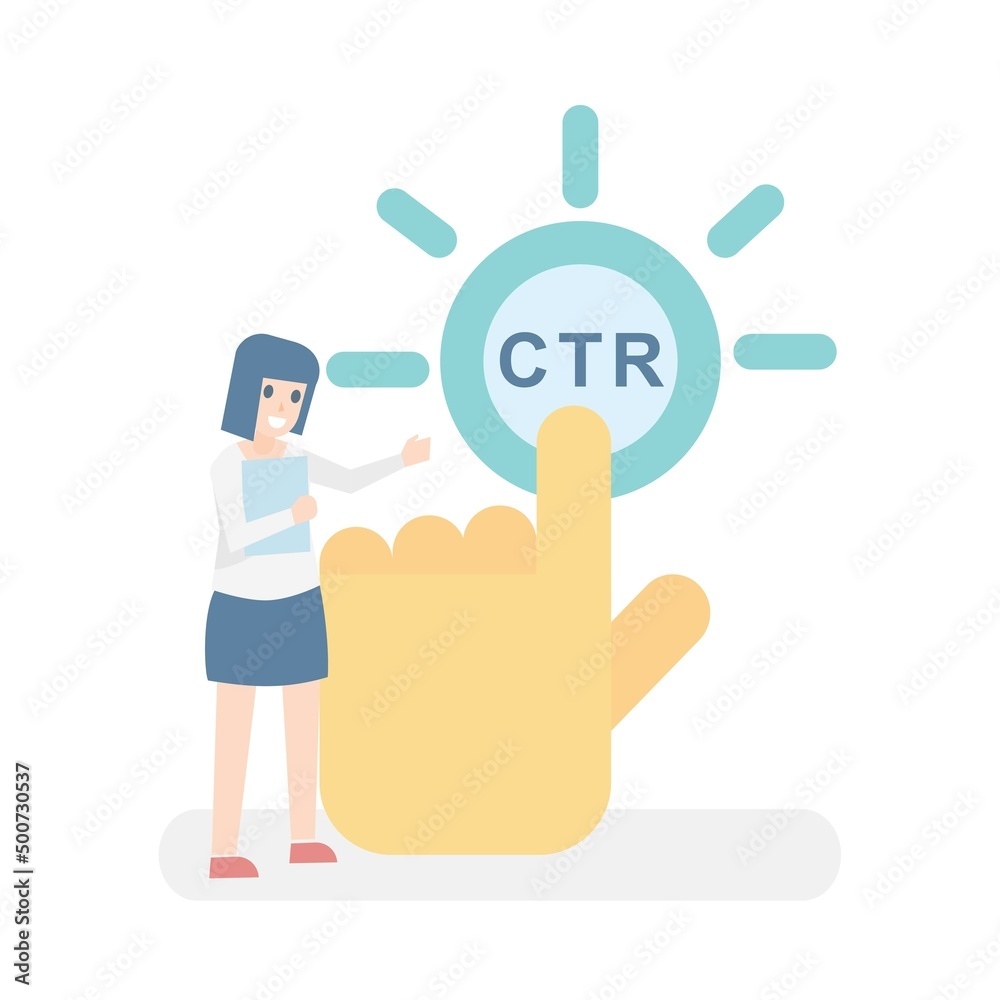 CTR - Click Through Rate acronym,Number time of clicks and Online advertising analysis,Website customer visitor engagement effect calculation,Internet digital marketing strategy,Vector illustration. CTR - Click Through Rate acronym,Number time of clicks and Online advertising analysis,Website customer visitor engagement effect calculation,Internet digital marketing strategy,Vector illustration.