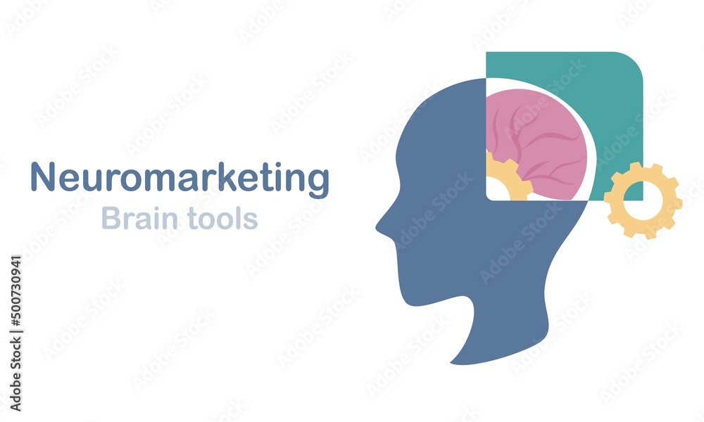 Neuromarketing communication psychology market research with  people brain strategy and analyzing customer insight behavior and Emotional response to selling products ,Vector illustration.