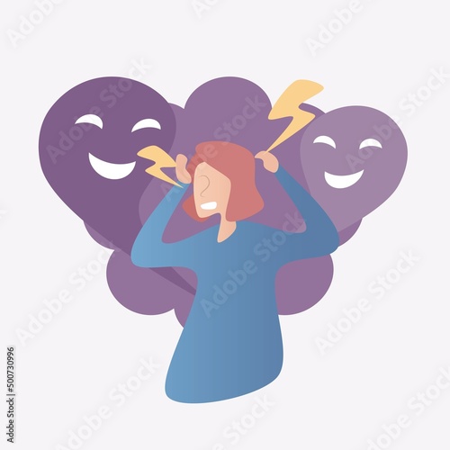 Panic attack disorder Symptoms,feel fear and anxiety physical,response to stressful or dangerous situations,nervous problem and confusion,chaos consciousness,Vector illustration.