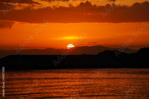 砂浜の夕景　和歌山市