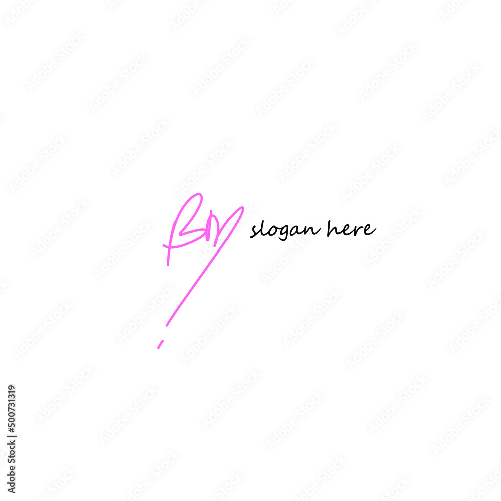 Initial Letter bm Logo - Handwritten Signature Logo