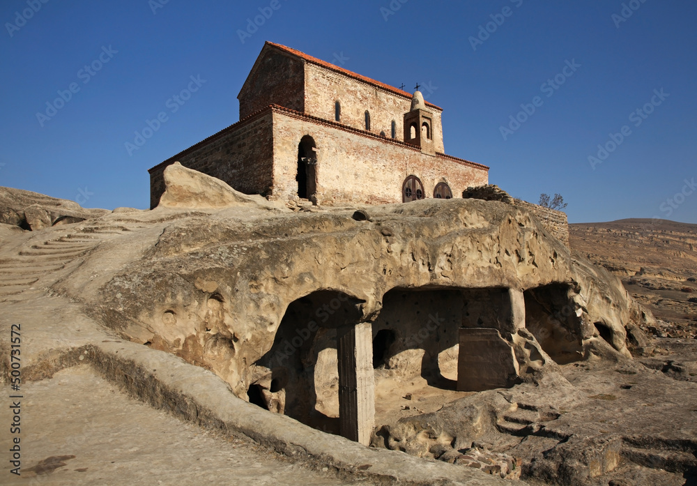 Ancient basilica at Uplistsikhe cave complex (Lord's fortress) near Gori. Shida Kartli region. Georgia