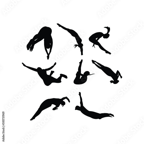 Billede på lærred swim dive silhouettes